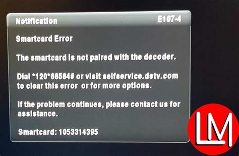 dstv smart card not paired|DStv eazy error codes.